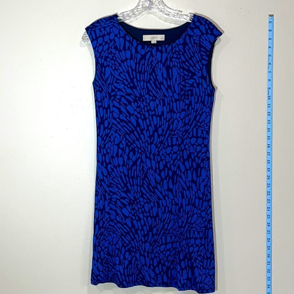 Beautiful Ann Taylor LOFT Blue & Black Sleeveless Dress. Size Small Petite.